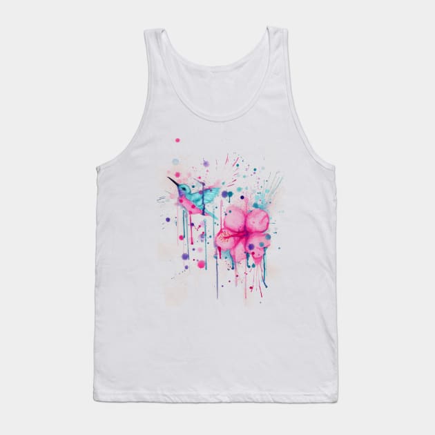 Hibiscus Hummingbird Tank Top by LVBart